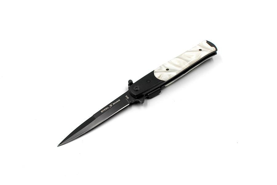 Pearl Stiletto Knife - Automatic & Stainless Steel