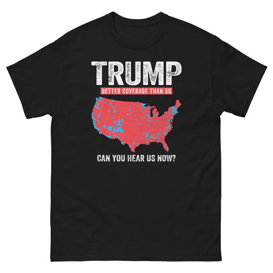Trump “Better Coverage Than 5G” Red Map T-Shirt Steel River Co. Black / S